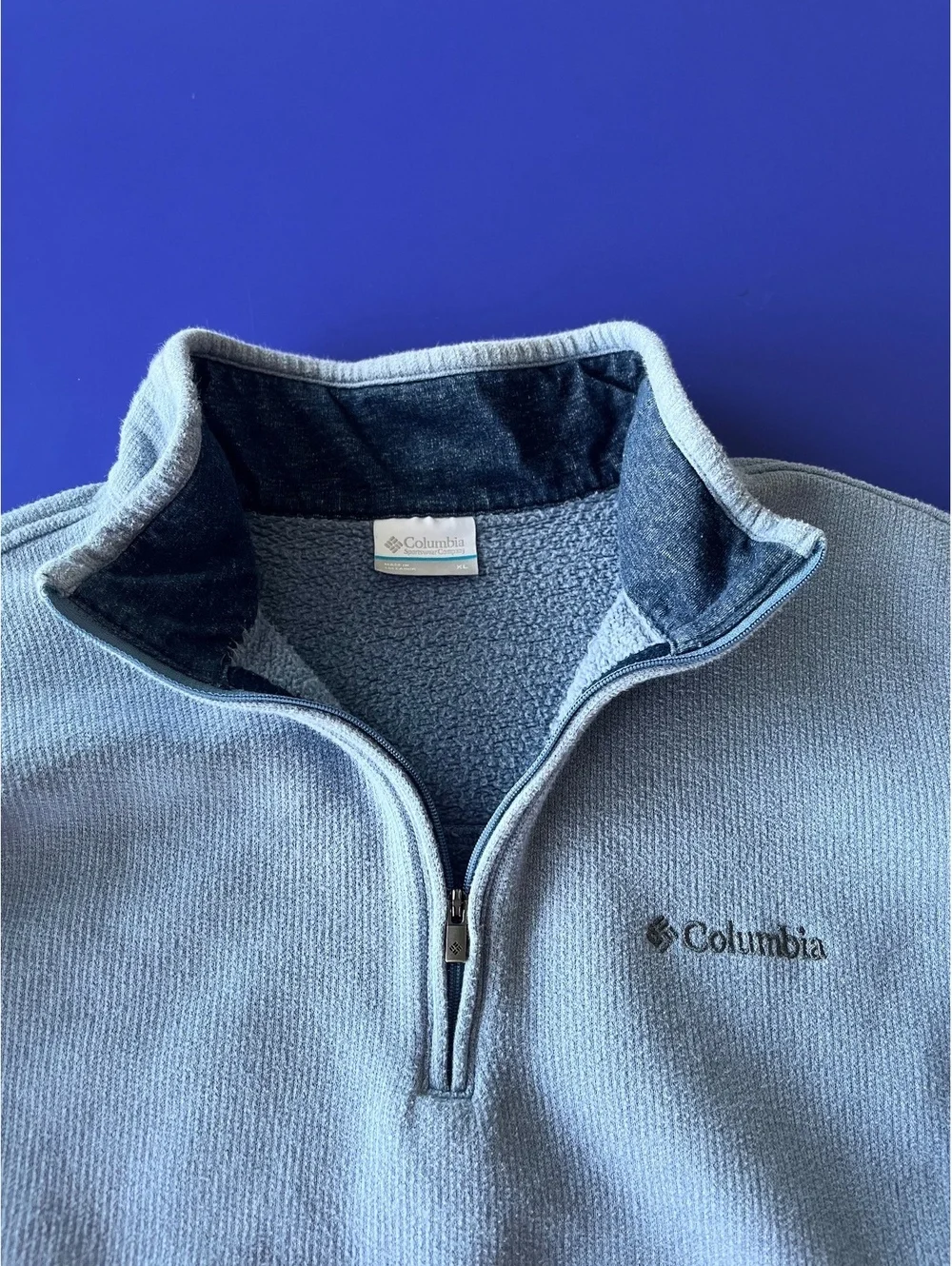 Columbia Light Blue Half-Zip Pullover Sweatshirt Men’s XL